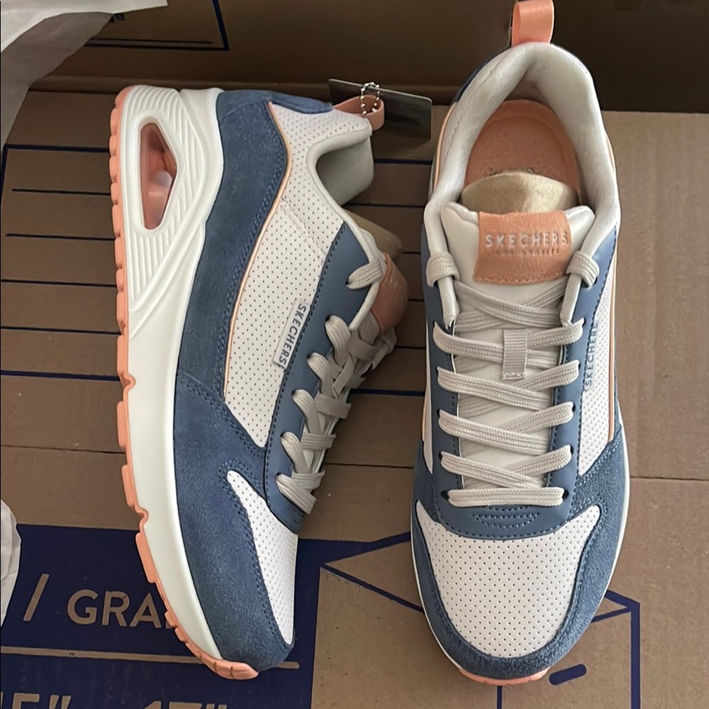 Skechers Blue and White Women's Sneakers